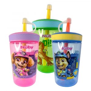 Vaso Super Sipper con popote anti derrames 14oz – Nuby – Colección Paw Patrol Dino Movie
